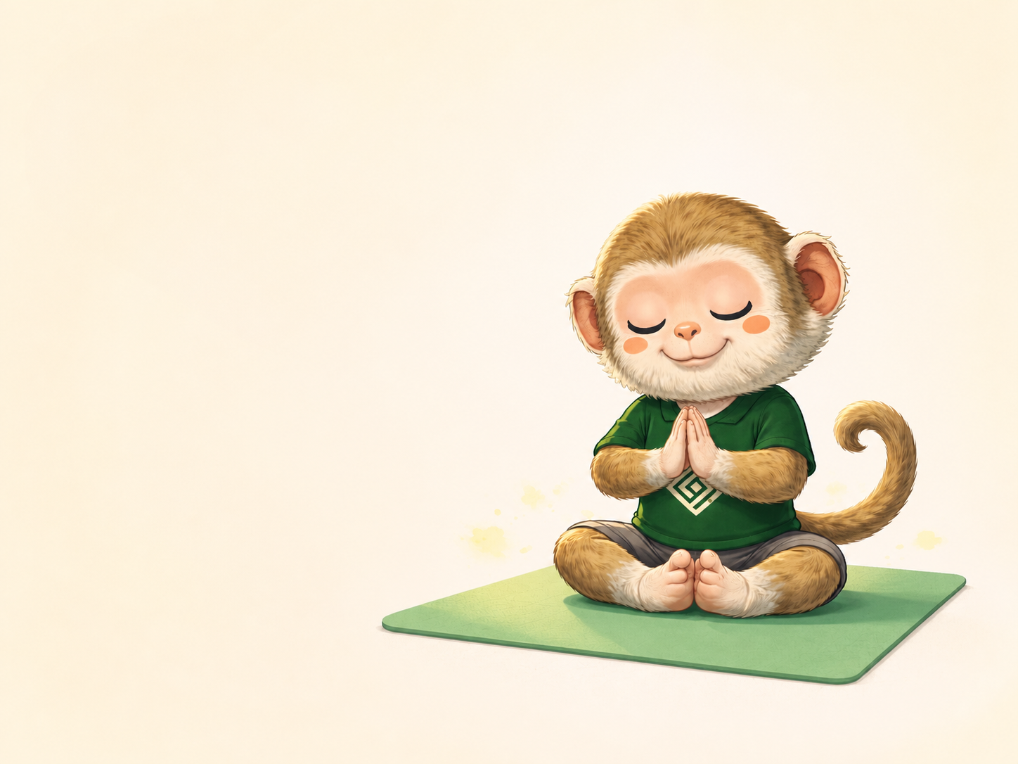 Hanu seated in a namaste pose