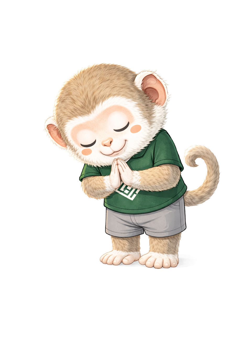 Hanu greeting visitors with namaste